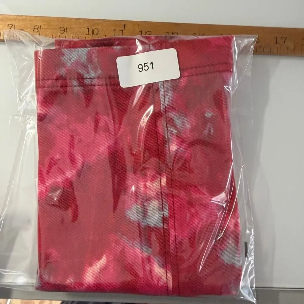 Free People Tie Dye Denim Mini Skirt Pink Red Boho Festival Y2K Size 10